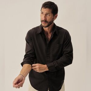 Buck Mason draped one pocket twill shirt in black